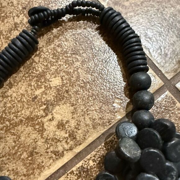 Amazon.com: GIGB PBDK Long Boho Necklaces for Women Stacking  Black Carved Wood Disc Statement Necklace Boho Tribal Adjustable